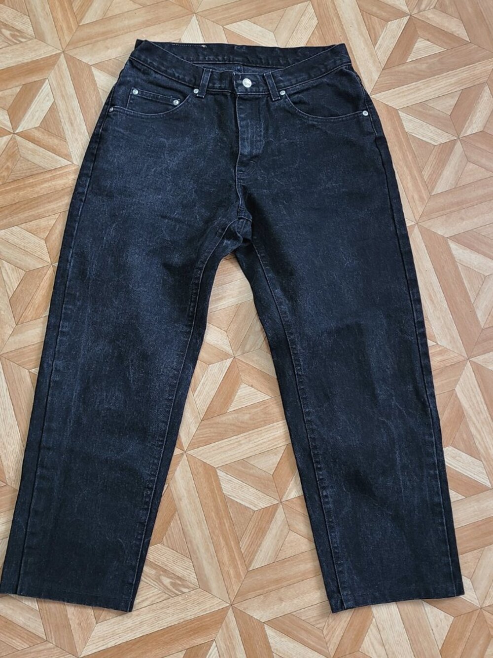 Vintage Lee Riveted Black Jeans 32x30 Made in USA Dark